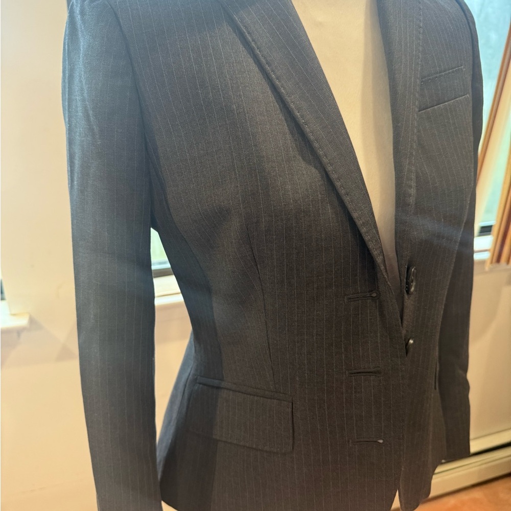 J.Crew Womens Pinstripe Blazer - Charcoal Size 4P - Picture 10 of 13